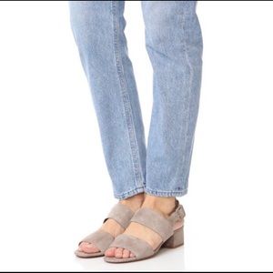 VINCE. Slingback Block Heel Suede Sandals